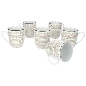 Van Well Riva 6tlg. Kaffeebecher-Set für 6 Personen Kaffeetasse Tasse XL edles Porzellan Becher