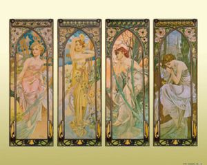 Alphonse Mucha Poster Kunstdruck - Die Vier Tageszeiten, 1899 (40 x 50 cm)