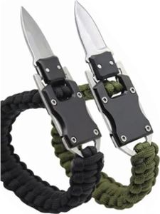 2 PC Outdoor -Notarmband Schwarzgrün aus Edelstahl Safer tragbarer 7 Kern -Paracord -Überleben mit Messer