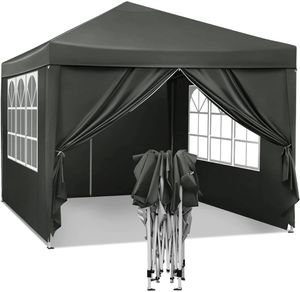 WOLTU Pavillon Pop-Up wasserdichter Sonnenschutz Camping Pagodenzelt 3 x 3 m, grau