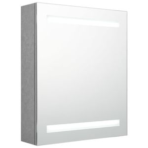 vidaXL LED-Bad-Spiegelschrank Betongrau 50x14x60 cm