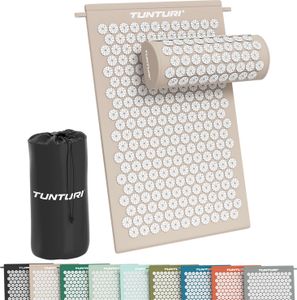 Tunturi Akupressurmatte mit Kissen - Akupunktur Matte - Stachelmatte für Rücken, Nacken, Fuße, Ganzkörper - 2in1 Nagelmatte Akupressurmatte - Anti Stress - 68x42x2cm - Beige Tunturi Akupressurmatte mit Kissen - Akupunktur Matte - Stachelmatte für Rücken, Nacken, Fuße, Ganzkörper - 2in1 Nagelmatte Akupressurmatte - Anti Stress - 68x42x2cm - Beige