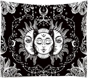 Slnko a mesiac Tapisérie Čiernobiele horiace slnko Boh s hviezdami Tapisérie Psychedelické tapisérie pre spálňu Obývacia izba dekorácie (230 x 180 cm, farba 6)