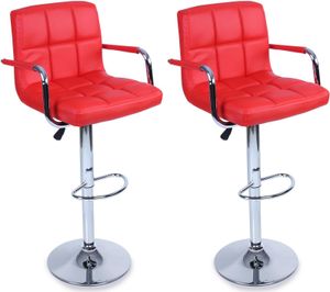 TRESKO® Zestaw 2 stołków barowych czerwony z podłokietnikami stołek barowy stołek barowy stołek barowy stołek barowy TRESKO® Zestaw 2 stołków barowych czerwony z podłokietnikami stołek barowy stołek barowy stołek barowy stołek barowy