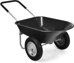 COSTWAY Trakař s 2 kolieskami, nosnosť 100 kg, záhradný trakař na prepravu do záhrady (čierny)