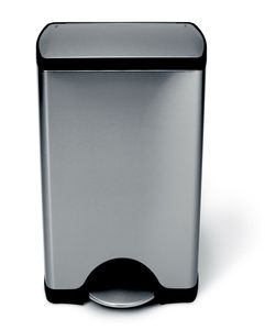 simplehuman 38 Liter rechteckiger Treteimer, fingerabdrucksicherer Edelstahl - 8,4x8,4x43,4 cm; CW1814