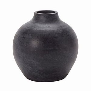 Keramik Vase, bauchig in Dunkelgrau, 14 cm
