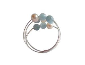 Gemshine - Damen - Ring - 925 Silber - Aquamarin - Perlen - Blau - Weiß