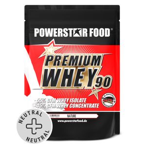 Powerstar PREMIUM WHEY 90 | 90% Protein i.Tr. | Whey-Protein-Pulver 850 g | 55% CFM Whey Isolat & 45% CFM Konzentrat | Eiweiß-Pulver Natur