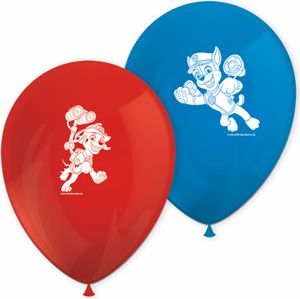 Procos 89977 - Luftballons Paw Patrol, 8 Stück, Durchmesser 21 cm, bedruckt, rot, blau, Latexballons, Geburtstag, Dekoration