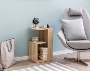 WOHNLING Beistelltisch Holz Anstelltisch Couchtisch Klein Sofatisch Sonoma