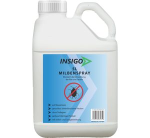 INSIGO 5L Anti-Milbenspray, Mittel gegen Milben Milbenbefall Milbenfrei Schutz gegen Eier auf Wasserbasis, fleckenfrei, geruchlos, mit Schnell- & Langzeitwirkung frei EX