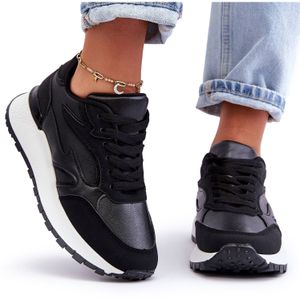 Dámske športové topánky s platformou čierno-biele Henley 41
