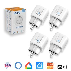 4x iqore Intelligente WiFi WLAN Steckdose mit Strommessung und Sprachsteuerung, Timer, SmartLife App, Mini Smart Plug, Alexa & Google