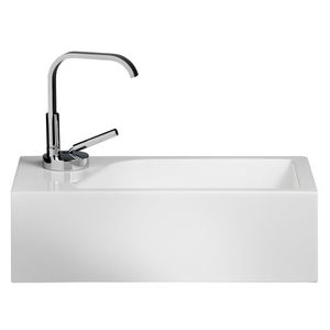 Gäste WC Waschbecken SOHO aus Mineralguss für Wandmontage oder als Aufsatzwaschbecken mit Hahnloch, Ausführung:Hahnloch Links Gäste WC Waschbecken SOHO aus Mineralguss für Wandmontage oder als Aufsatzwaschbecken mit Hahnloch, Ausführung:Hahnloch Links