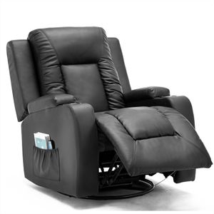 Televizní křeslo COMHOMA s masážní a vyhřívací funkcí - otočné o 360 stupňů - s funkcí houpání ►Vyhřívání opěradla Shiatsu masážní sedadlo Relaxační křeslo pro domácnost/kancelář, černé
