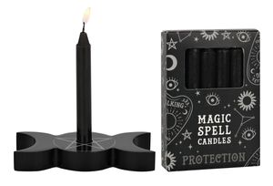 Spell Candle Halter "Triple Moon" inkl. Spell Candle "Protection" - Wunschkerze Black Magic