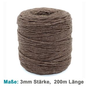 Vershy Makramee Garn - 200m (Stärke: 3mm) - 100% Natürliches, gezwirntes Baumwolle Garn Braun