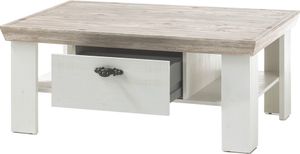 Couchtisch mit 2 Schubkästen FERNA-61 Landhaus Stil  Pinie weiß und Oslo Pinie dunkel, B/H/T ca. 109x45x69cm