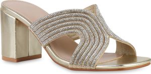 VAN HILL Dámské sandály Elegant Strass Party Cut-Outs 841386, Barva: zlatá, Velikost: 36