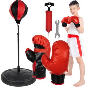 Verstellbar Punchingball Set Boxsack mit Boxhandschuhe Luftpumpe f Kinder Neu 