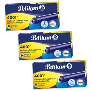 Set - 3er Pack Pelikan Großraum-Tintenpatronen 4001 GTP/5, königsblau