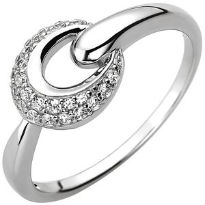JOBO Damen Ring 60mm 925 Sterling Silber 25 Zirkonia Silberring