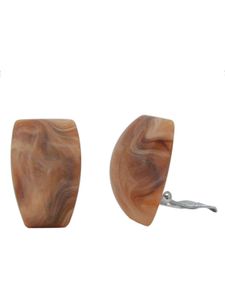 Clip Ohrring 27x17mm Trapez horn-marmoriert matt Kunststoff-Bouton horn-marmoriert 27x17mm