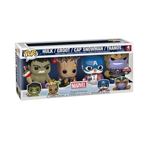 Funko POP! Marcel Holiday - 4-Pack (Groot, Thanos, Cap Snowman, Hulk) #51796