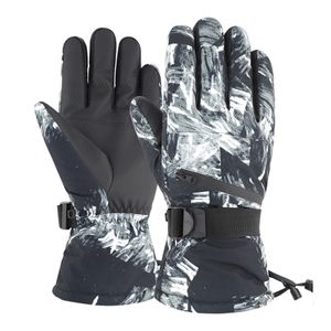 Lyžařské rukavice Vodotěsné sněhové rukavice -30℉ Zimní chladné počasí Dotykový displej Snowboardové rukavice Teplé pro muže Dámské motocyklové rukavice, černá bílá M