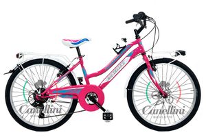 Dievča bicykel Horský Canellini LINCY 24" - 6 rýchlostí - Fuchsiová/Svetlomodrá