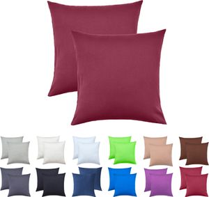 NatureMark 2er Pack Jersey Kissenbezug Kissenhülle Kissenbezüge Seitenschläferkissen Nackenkissen viele Größen und Farben  (40 x 40 cm, Bordeaux)