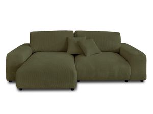 Lisa Design Garance, Ecksofa beidseitig montierbar - 4-Sitzer, aus Cord , Grün
