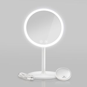EMKE LED Kosmetikspiegel mit 3 Lichtfarben, 1/3x Vergrößerung, Touchschalter und Memory-Funktion, Lupe für Badezimmerspiegel(Weiß)