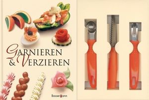 Garnieren und Verzieren-Set: Buch mit Buntmesser, Kugelausstecher und Kanneliermesser