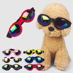 Hunde Sonnenbrille Hundebrille, UV Schutzbrille Wasserdichter Windschutz Staubschutz Nebelschutz Haustier Brille mit Verstellbarem Gurt für Hunde/Katzen Rot