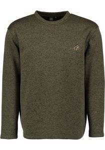 OS Trachten Herren Strickfleece-Pullover Sweatshirt Fleecepullover mit Rundhalsausschnitt Mysqafe, Größe:XXL, Farbe:oliv