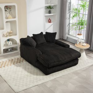 MODFU Schlafsofa Relaxsofa Cord-Schlafsofa Polstermöbel Tagesbett Cloud Couch  mit 3 weichen Kissen Einzelsitz-Bodensofa Schwarz
