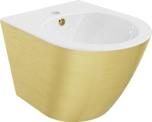 Mexen Lena wandmontiertes Bidet, Weiß/Gold Linienmuster - 35224807