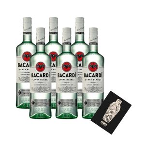 Bacardi 6er Set Carta Blanca 6x 0,7L (37,5% Vol) Superior white Rum- [Enthält Sulfite]