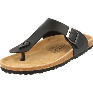 Supersoft 174-066 Herren Zehentrenner Sandalen Hausschuhe Lederfußbett Schwarz