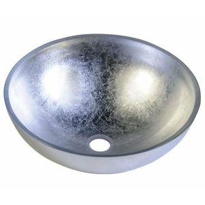 Waschschale rund Waschtisch Glas 40x13 Murano-Glas argento silber handgefertigt