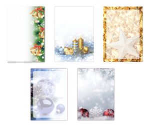 Mix 15 x 8 Blatt Motivpapier Briefpapier Weihnachtskugeln Weihnachten-5231