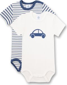 Sanetta Body halbarm (Doppelpack) Weiß und Blau Ringel 86