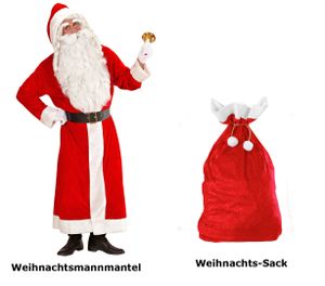Santa Claus Kostüm  XL - Weihnachtsmann - Nikolaus SAMT Delux + roter Sack
