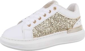 Ital-Design Damen Freizeitschuhe  Lederoptik Sneakers Low 86188089 Gold Gr.  37