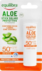 Equilibra Solar Aloe Stick Sunscreen SPF 50+ Aloe Vera Based Sun Stick for Sensitive Areas 12ml