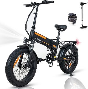 HITWAY E-Bike faltbares MTB 20" x4,0 Fat Tire, 36v/12 Ah Elektrofahrrad Shimano, 7 Gang +Fahrradpump-Schloss