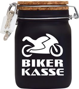 Spardose Geld Geschenk Ideen Biker Kasse Schwarz Größe L 1 Liter