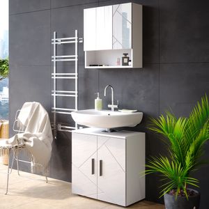 Súprava kúpeľňového nábytku Livinity® Irma, 2 kusy, toaletný stolík 60 cm, biely vysoký lesk